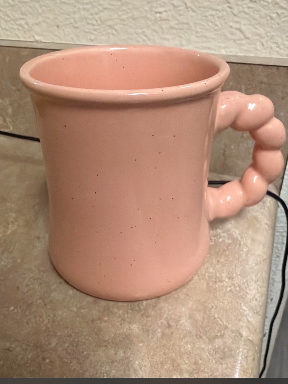 Pink Ceramic Mug with Beaded Handle